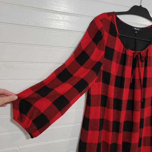 Madewell Size Medium Signal Buffalo Check Plaid Tunic Dress Wool Blend Gingham - Picture 3 of 9